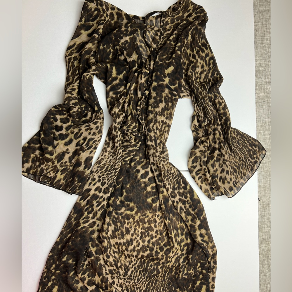 Leopard print cover up dress